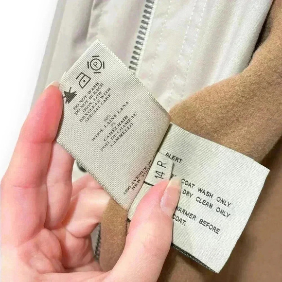 Burberry Women's Camel Hair Wool Removable Winter Liner Tan Trench Coat Size 14 - Picture 15 of 16